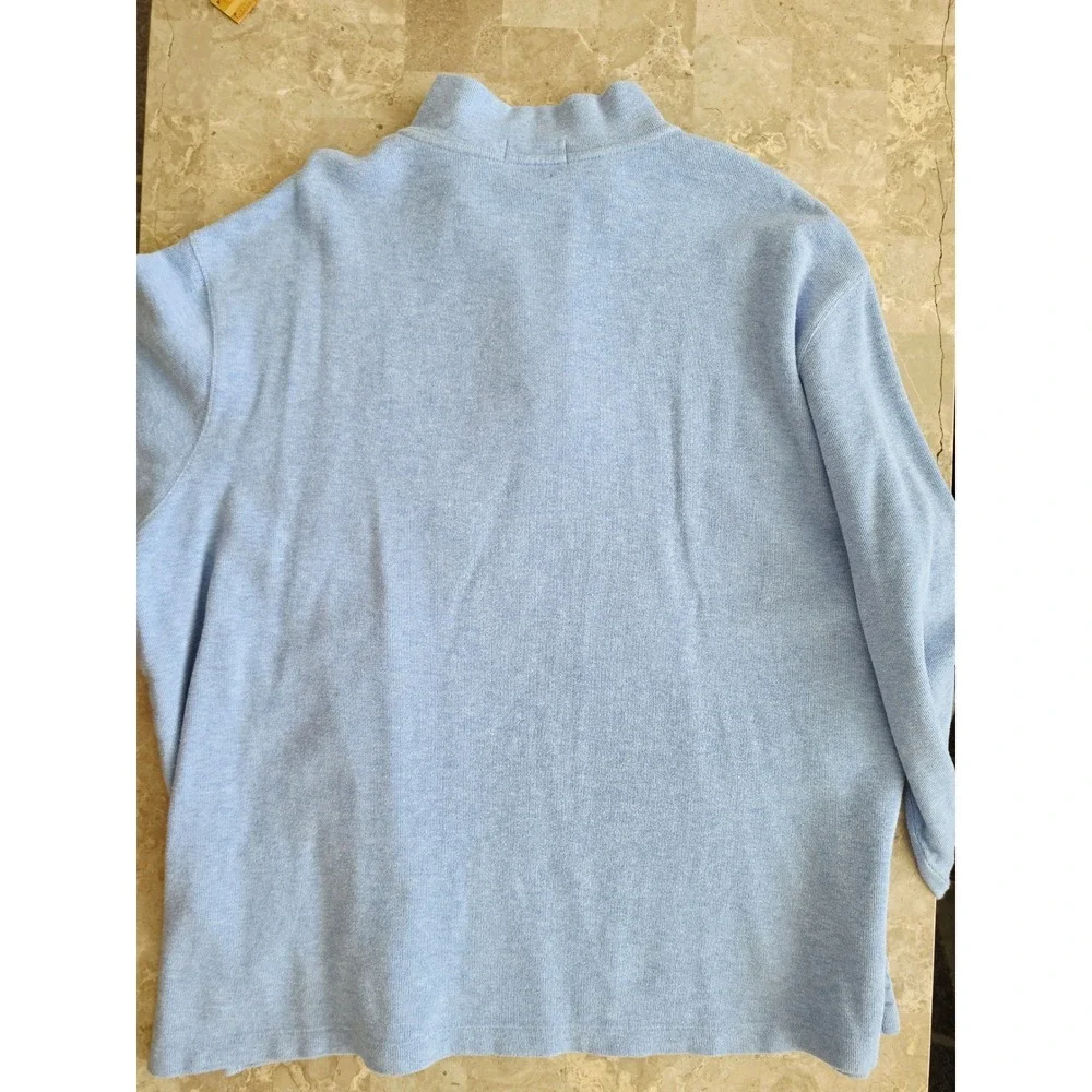 Polo Ralph Lauren Estate Rib Quarter Zip Pony Pullover Blue Cotton Mens 2XL